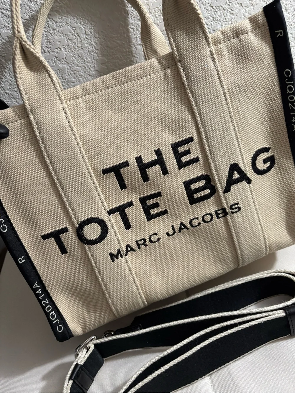 Marc Jacobs Cream Canvas 'The Tote Bag' with Black Logo